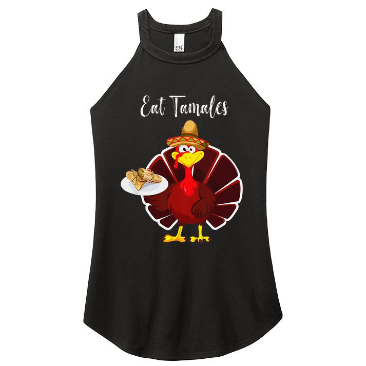 Turkey Eat Tamales Funny Mexican Sombrero Thanksgiving Xmas Women's Perfect Tri Rocker Tank