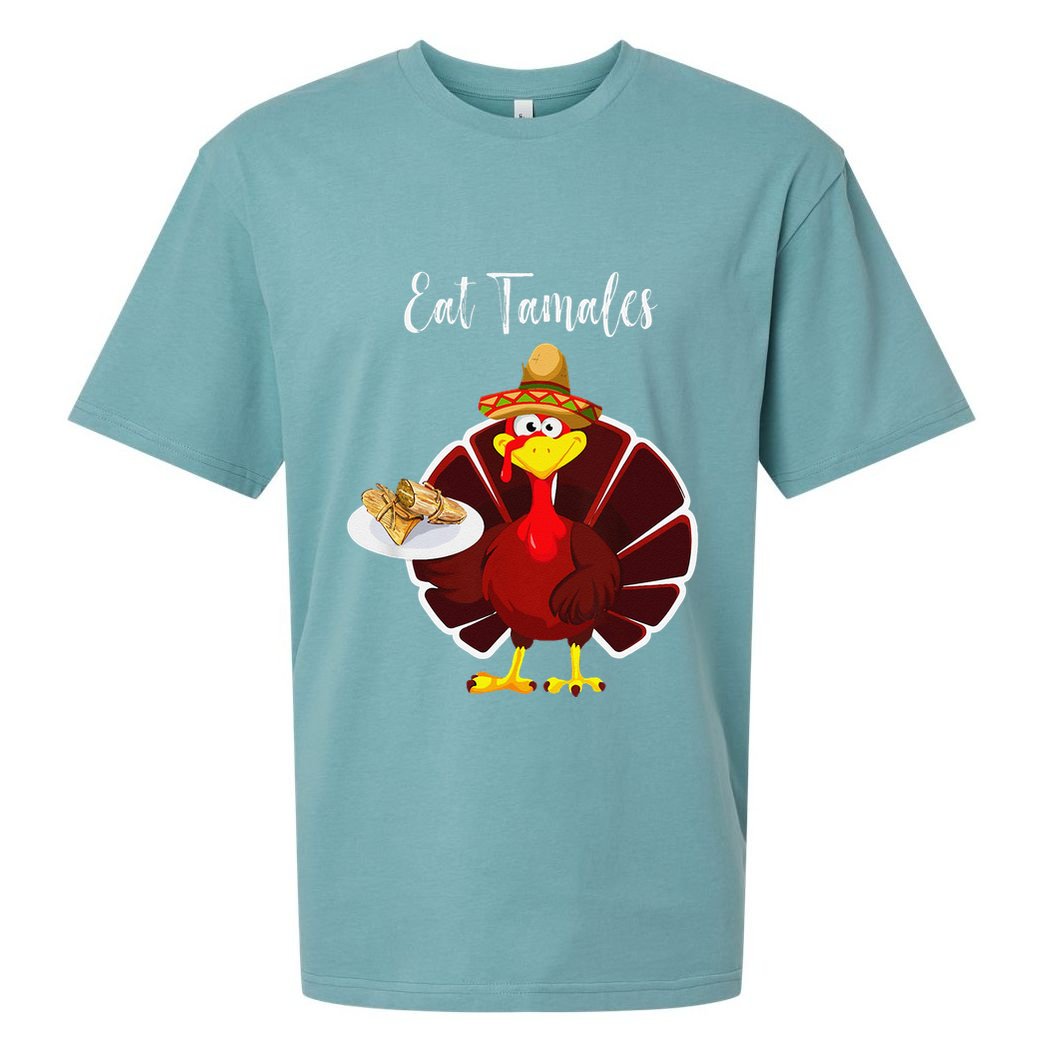 Turkey Eat Tamales Funny Mexican Sombrero Thanksgiving Xmas Sueded Cloud Jersey T-Shirt