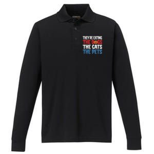 TheyRe Eating The Dogs The Cats The Pets Halloween Performance Long Sleeve Polo