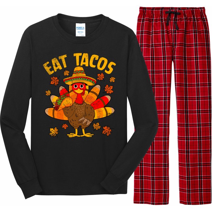 Turkey Eat Tacos Mexican Sombrero Thanksgiving Family Long Sleeve Pajama Set