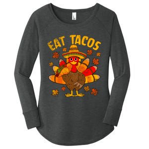 Turkey Eat Tacos Mexican Sombrero Thanksgiving Family Women's Perfect Tri Tunic Long Sleeve Shirt