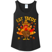 Turkey Eat Tacos Mexican Sombrero Thanksgiving Family Ladies Essential Tank