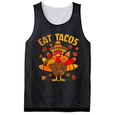 Turkey Eat Tacos Mexican Sombrero Thanksgiving Family Mesh Reversible Basketball Jersey Tank