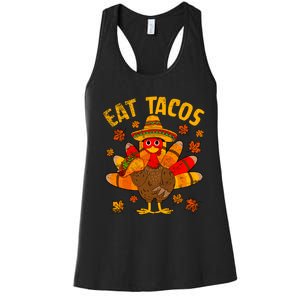 Turkey Eat Tacos Mexican Sombrero Thanksgiving Family Women's Racerback Tank