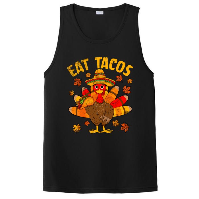 Turkey Eat Tacos Mexican Sombrero Thanksgiving Family PosiCharge Competitor Tank