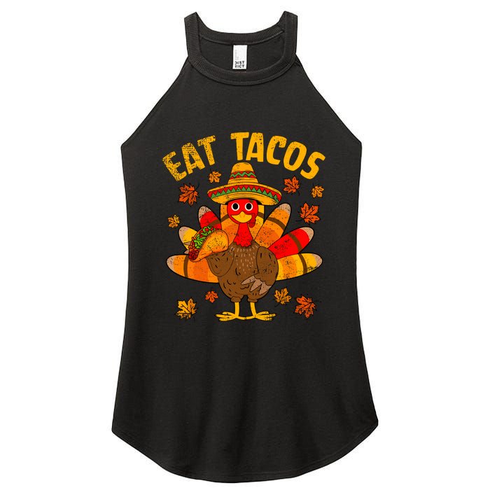 Turkey Eat Tacos Mexican Sombrero Thanksgiving Family Women's Perfect Tri Rocker Tank