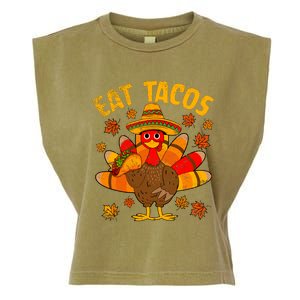 Turkey Eat Tacos Mexican Sombrero Thanksgiving Family Garment-Dyed Women's Muscle Tee