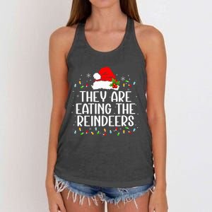 TheyRe Eating The Reindeers Funny Christmas Women's Knotted Racerback Tank