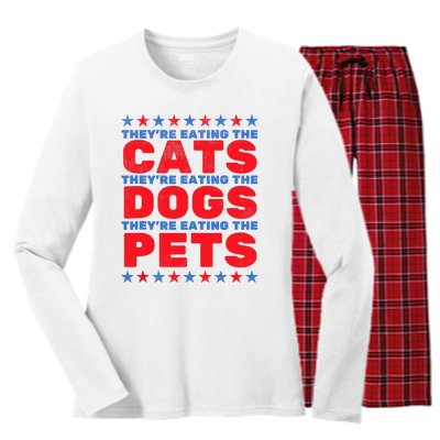 TheyRe Eating The Dogs Eating The Cats Election 2024 Women's Long Sleeve Flannel Pajama Set 