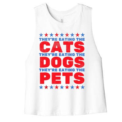 TheyRe Eating The Dogs Eating The Cats Election 2024 Women's Racerback Cropped Tank