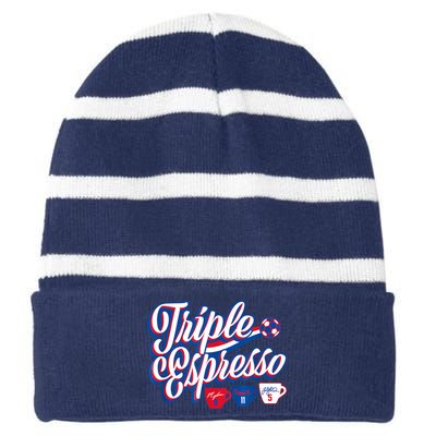 Triple Espresso Striped Beanie with Solid Band