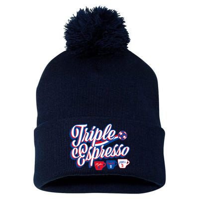 Triple Espresso Pom Pom 12in Knit Beanie