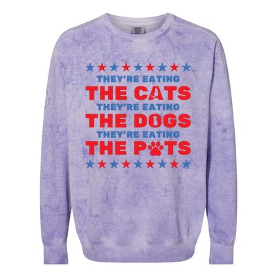 TheyRe Eating The Dogs And Cats Election 2024 Colorblast Crewneck Sweatshirt