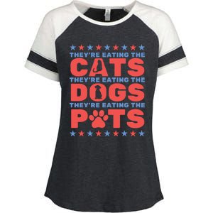 TheyRe Eating The Dogs And Cats The Pets Election 2024 Enza Ladies Jersey Colorblock Tee