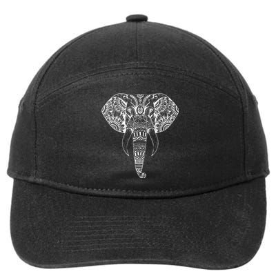 Trendy Elephant Tribal Indian Elephant Mandala Tribal Art 7-Panel Snapback Hat