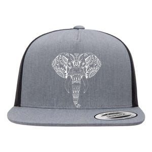 Trendy Elephant Tribal Indian Elephant Mandala Tribal Art Flat Bill Trucker Hat