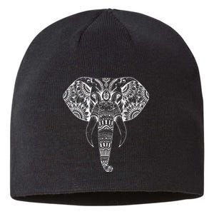 Trendy Elephant Tribal Indian Elephant Mandala Tribal Art Sustainable Beanie