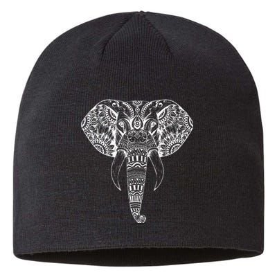 Trendy Elephant Tribal Indian Elephant Mandala Tribal Art Sustainable Beanie