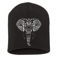 Trendy Elephant Tribal Indian Elephant Mandala Tribal Art Short Acrylic Beanie