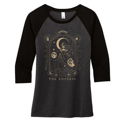 The Empress Tarot Card Goth Emo Occult Graphic Women's Tri-Blend 3/4-Sleeve Raglan Shirt