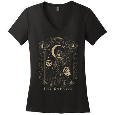 The Empress Tarot Card Goth Emo Occult Graphic Women's V-Neck T-Shirt