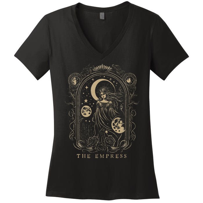 The Empress Tarot Card Goth Emo Occult Graphic Women's V-Neck T-Shirt