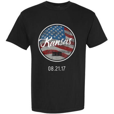 Total Eclipse Usa Flag Kansas Us State Garment-Dyed Heavyweight T-Shirt