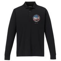 Total Eclipse Usa Flag Kansas Us State Performance Long Sleeve Polo