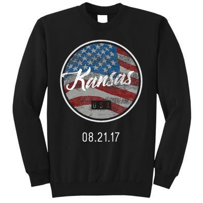 Total Eclipse Usa Flag Kansas Us State Sweatshirt