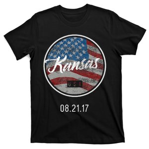 Total Eclipse Usa Flag Kansas Us State T-Shirt