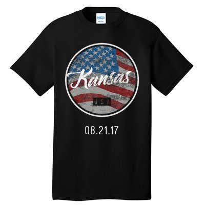 Total Eclipse Usa Flag Kansas Us State Tall T-Shirt