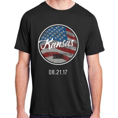 Total Eclipse Usa Flag Kansas Us State Adult ChromaSoft Performance T-Shirt