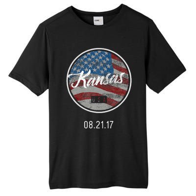 Total Eclipse Usa Flag Kansas Us State Tall Fusion ChromaSoft Performance T-Shirt