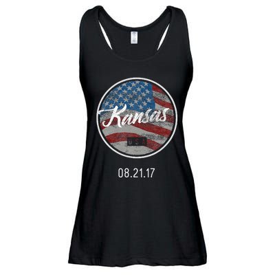 Total Eclipse Usa Flag Kansas Us State Ladies Essential Flowy Tank