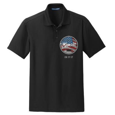 Total Eclipse Usa Flag Kansas Us State Dry Zone Grid Polo