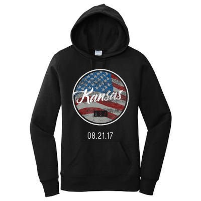 Total Eclipse Usa Flag Kansas Us State Women's Pullover Hoodie