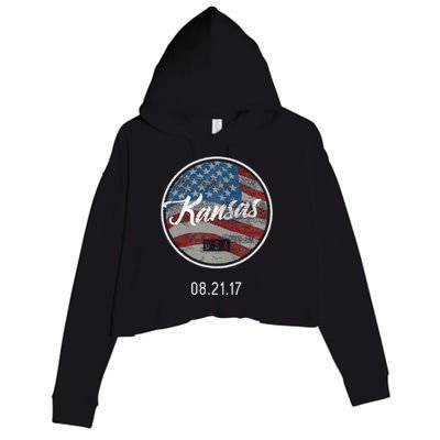 Total Eclipse Usa Flag Kansas Us State Crop Fleece Hoodie