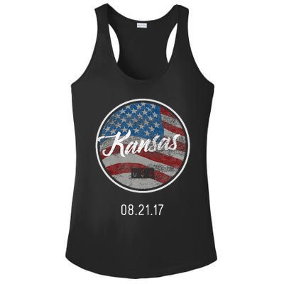 Total Eclipse Usa Flag Kansas Us State Ladies PosiCharge Competitor Racerback Tank