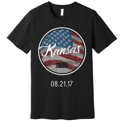 Total Eclipse Usa Flag Kansas Us State Premium T-Shirt