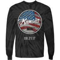 Total Eclipse Usa Flag Kansas Us State Tie-Dye Long Sleeve Shirt