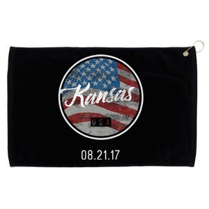 Total Eclipse Usa Flag Kansas Us State Grommeted Golf Towel