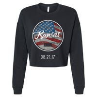 Total Eclipse Usa Flag Kansas Us State Cropped Pullover Crew