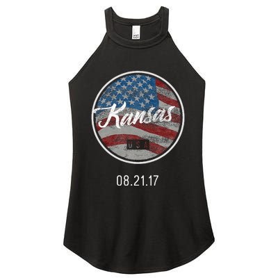 Total Eclipse Usa Flag Kansas Us State Women’s Perfect Tri Rocker Tank