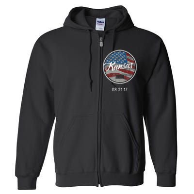 Total Eclipse Usa Flag Kansas Us State Full Zip Hoodie