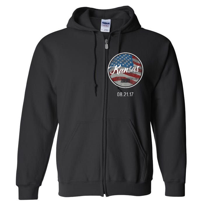 Total Eclipse Usa Flag Kansas Us State Full Zip Hoodie