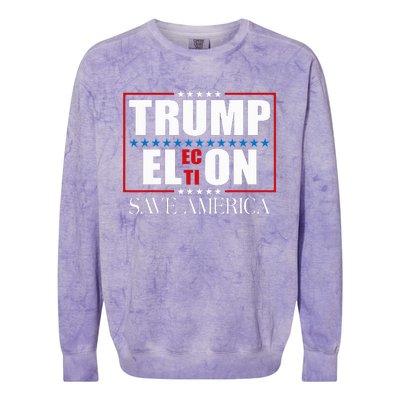 Trump Election Usa Flag Trump Elon Save America Colorblast Crewneck Sweatshirt