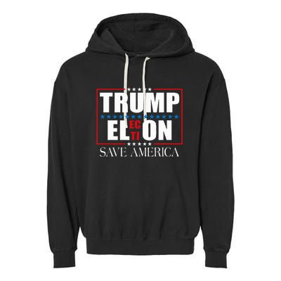 Trump Election Usa Flag Trump Elon Save America Garment-Dyed Fleece Hoodie