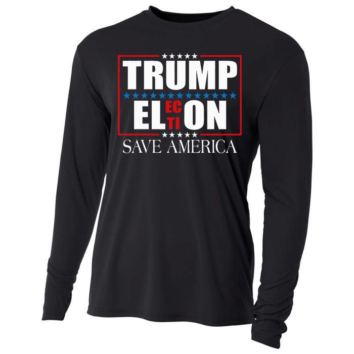 Trump Election Usa Flag Trump Elon Save America Cooling Performance Long Sleeve Crew