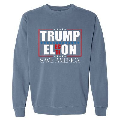 Trump Election Usa Flag Trump Elon Save America Garment-Dyed Sweatshirt