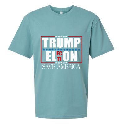 Trump Election Usa Flag Trump Elon Save America Sueded Cloud Jersey T-Shirt